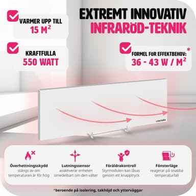 tectake Infravärmare med termostat och tippskydd - 550 W