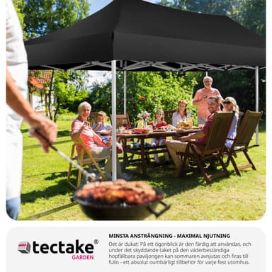 tectake Hopfällbart partytält Viola 3x6 m med 2 sidodelar - svart