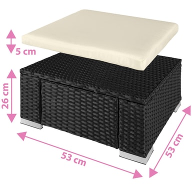 tectake Pall med dyna konstrotting 53 x 53 x 26 cm Svart - Elgiganten