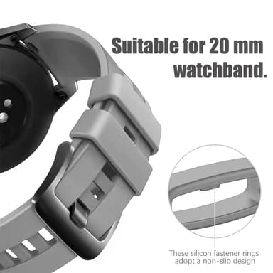 Ögla för 20 mm breda klockarmband 10-pack Grå
