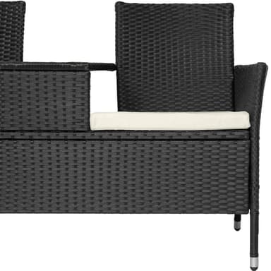 tectake Trädgårdsbänk med bord i konstrotting - svart
