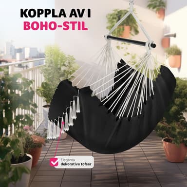 tectake Hängstol Malika, Boho-stil, kapacitet på 150kg - svart
