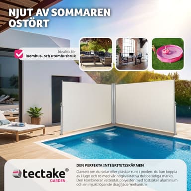 tectake Sidomarkis dubbel i Aluminium - 160 x 600 cm, beige