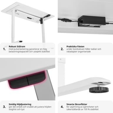 tectake Elektriskt höj- och sänkbart skrivbord Skadi - vit