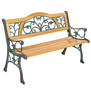 tectake Trädgårdsbänk Kathi 2-sits av trä och gjutjärn 124x60x83cm - brun
