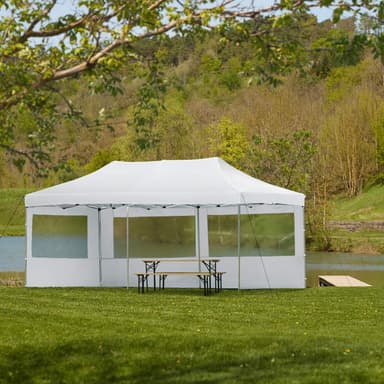 tectake Hopfällbart partytält Viola 3x6 m med 2 sidodelar - vit