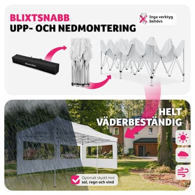 tectake Hopfällbart partytält Viola 3x6 m med 2 sidodelar - vit