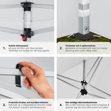 tectake Hopfällbart partytält Viola 3x6 m med 2 sidodelar - vit