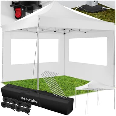 tectake Hopfällbar partytält Olivia 3x3 m med 2 sidodelar - vit