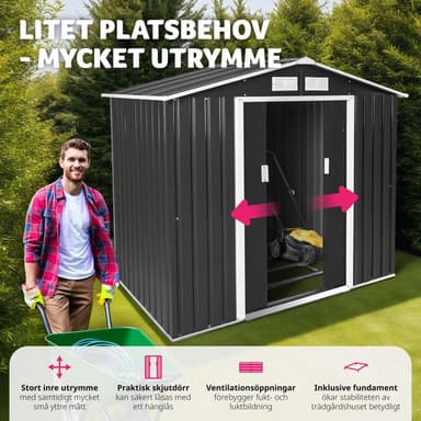 tectake Redskapsbod med sadeltak - grå/vit