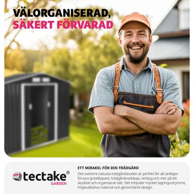 tectake Redskapsbod med sadeltak - grå/vit