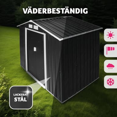 tectake Redskapsbod med sadeltak - grå/vit