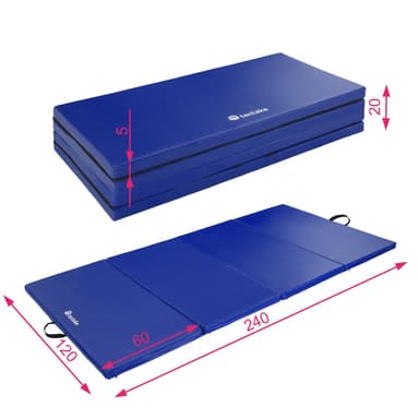 tectake Träningsmatta vikbar 240x120x5cm - blå