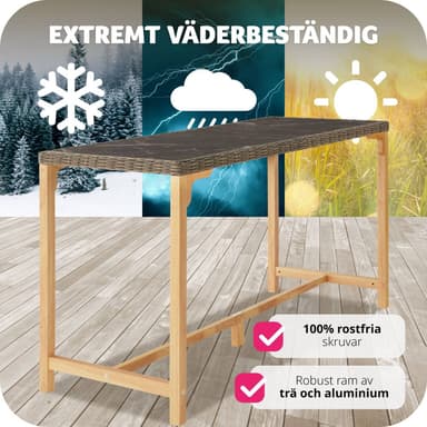tectake Rotting barbord Lovas 161x64,5x99,5cm - natur