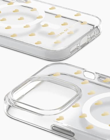 Clear Case MagSafe iPhone 14PM Golden Hearts