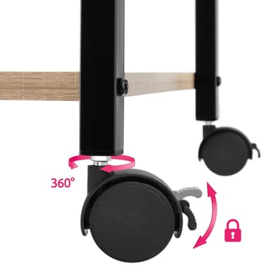 tectake Serveringsvagn Rugby 65,5x45,5x88,5cm - Industriellt lätt trä, ek Sonoma