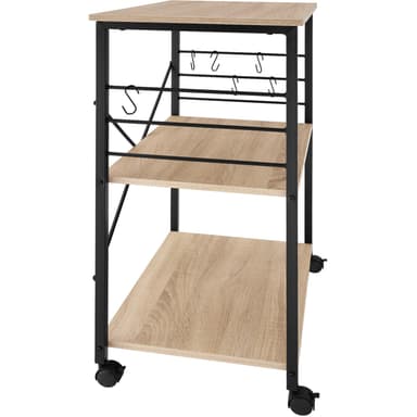 tectake Serveringsvagn Rugby 65,5x45,5x88,5cm - Industriellt lätt trä, ek Sonoma