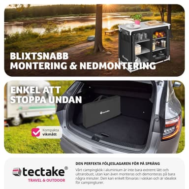 tectake Campingkök Deluxe med 6 fack - svart