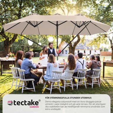 tectake Parasoll Silia 460x270cm med 3 vindskydd - beige