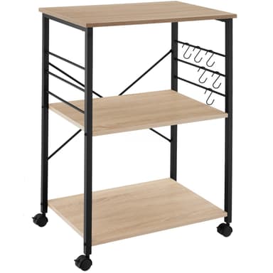 tectake Serveringsvagn Rugby 65,5x45,5x88,5cm - Industriellt lätt trä, ek Sonoma