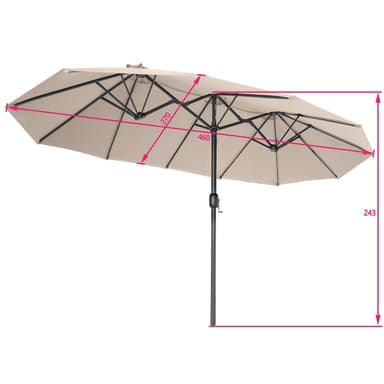 tectake Parasoll Silia 460x270cm med 3 vindskydd - beige