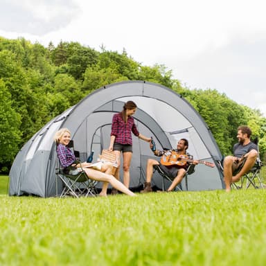 tectake Tunneltält Festivaltält Roskilde för 6 personer - ljusgrå/mörkgrå