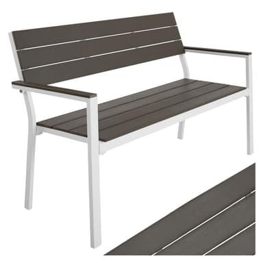 tectake Trädgårdsbänk Line 2-sits med aluminiumram 128x59x88cm - ljusgrå/vit
