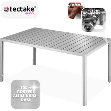 tectake Trädgårdsbord i aluminium Bianca höjdjusterbara fötter 150x90x74,5cm - silver/grå
