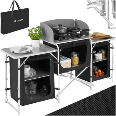 tectake Campingkök XXL med 5 fack - svart