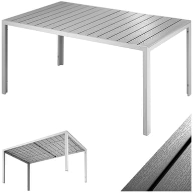 tectake Trädgårdsbord i aluminium Bianca höjdjusterbara fötter 150x90x74,5cm - silver/grå