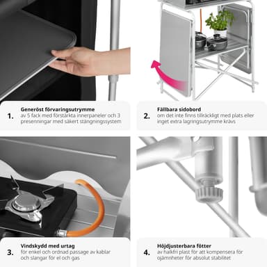 tectake Campingkök XXL med 5 fack - svart