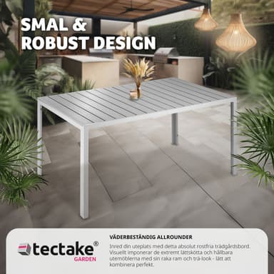 tectake Trädgårdsbord i aluminium Bianca höjdjusterbara fötter 150x90x74,5cm - silver/grå
