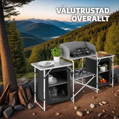 tectake Campingkök XXL med 5 fack - svart
