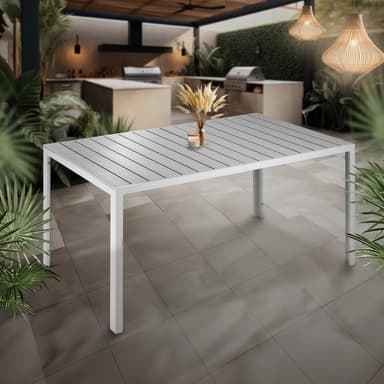 tectake Trädgårdsbord i aluminium Bianca höjdjusterbara fötter 150x90x74,5cm - silver/grå