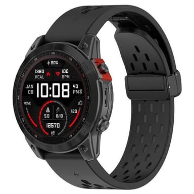Silikonarmband till Garmin Fenix 5 / 6 / 7 / 8  26mm - Svart