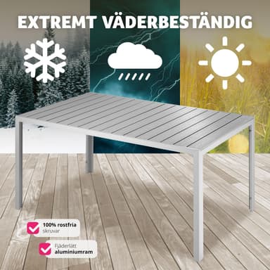 tectake Trädgårdsbord i aluminium Bianca höjdjusterbara fötter 150x90x74,5cm - silver/grå