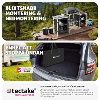 tectake Campingkök XXL med 5 fack - svart
