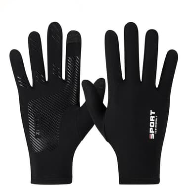 Sport Touch Screen Handskar - Svart Tunn Fleece, Full Finger L