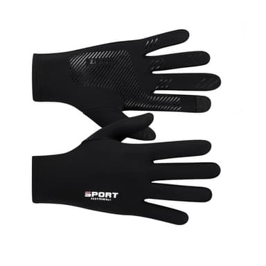 Sport Touch Screen Handskar - Svart Tunn Fleece, Full Finger L