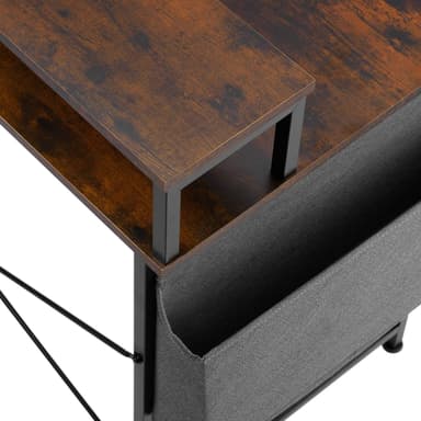 tectake Skrivbord med hylla och tygpåse - Industriellt mörkt trä, rustikt, 120 cm