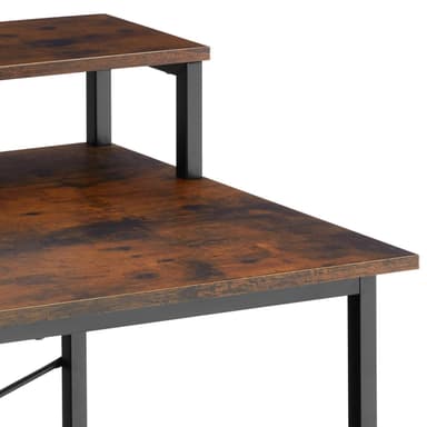 tectake Skrivbord med hylla och tygpåse - Industriellt mörkt trä, rustikt, 120 cm