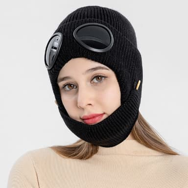 Stickad Mössa med Glasögon och Mask Svart