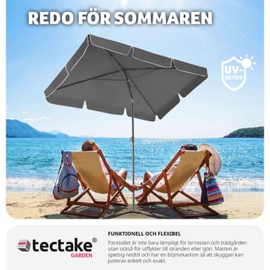 tectake Parasoll Vanessa 200x125cm höjdjusterbar och lutbar - grå