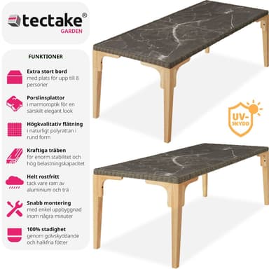 tectake Rottingbord Foggia 196x87x76cm - natur