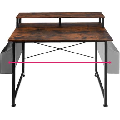 tectake Skrivbord med hylla och tygpåse - Industriellt mörkt trä, rustikt, 120 cm
