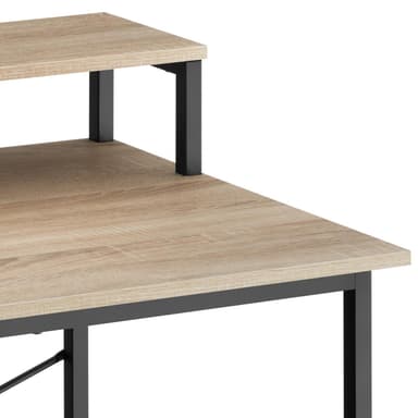 tectake Skrivbord med hylla och tygpåse - Industriellt lätt trä, ek Sonoma, 120 cm