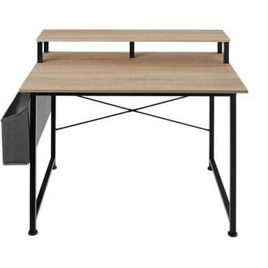 tectake Skrivbord med hylla och tygpåse - Industriellt lätt trä, ek Sonoma, 120 cm
