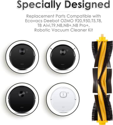 Huvudborstar till Ecovacs Deebot OZMO 920, 950, T5, T8 AIVI Max Svart+