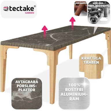 tectake Rottingbord Foggia 196x87x76cm - natur