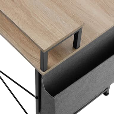 tectake Skrivbord med hylla och tygpåse - Industriellt lätt trä, ek Sonoma, 120 cm